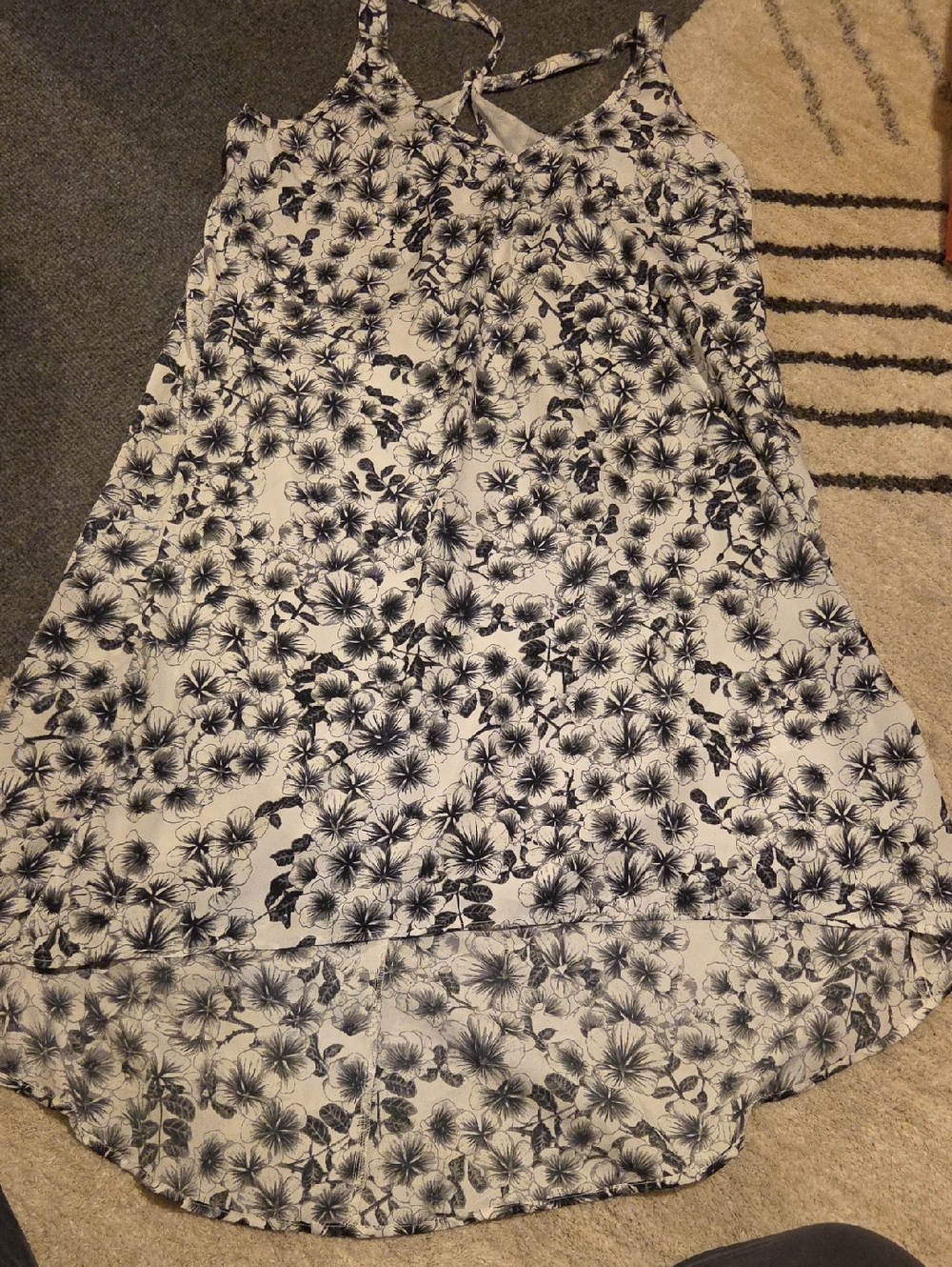 H&M White & Black Floral High-Low Dress